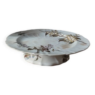 Old mounted plate, old low compote bowl in English iron earthenware MINTON (1890)