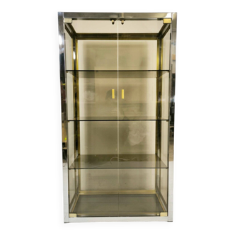 Renato Zevi Brass and Smoked Glass Showcase