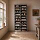 Large antique workshop cabinet with patinated wooden compartments, 20th century.