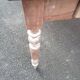Old patina farm table turned feet