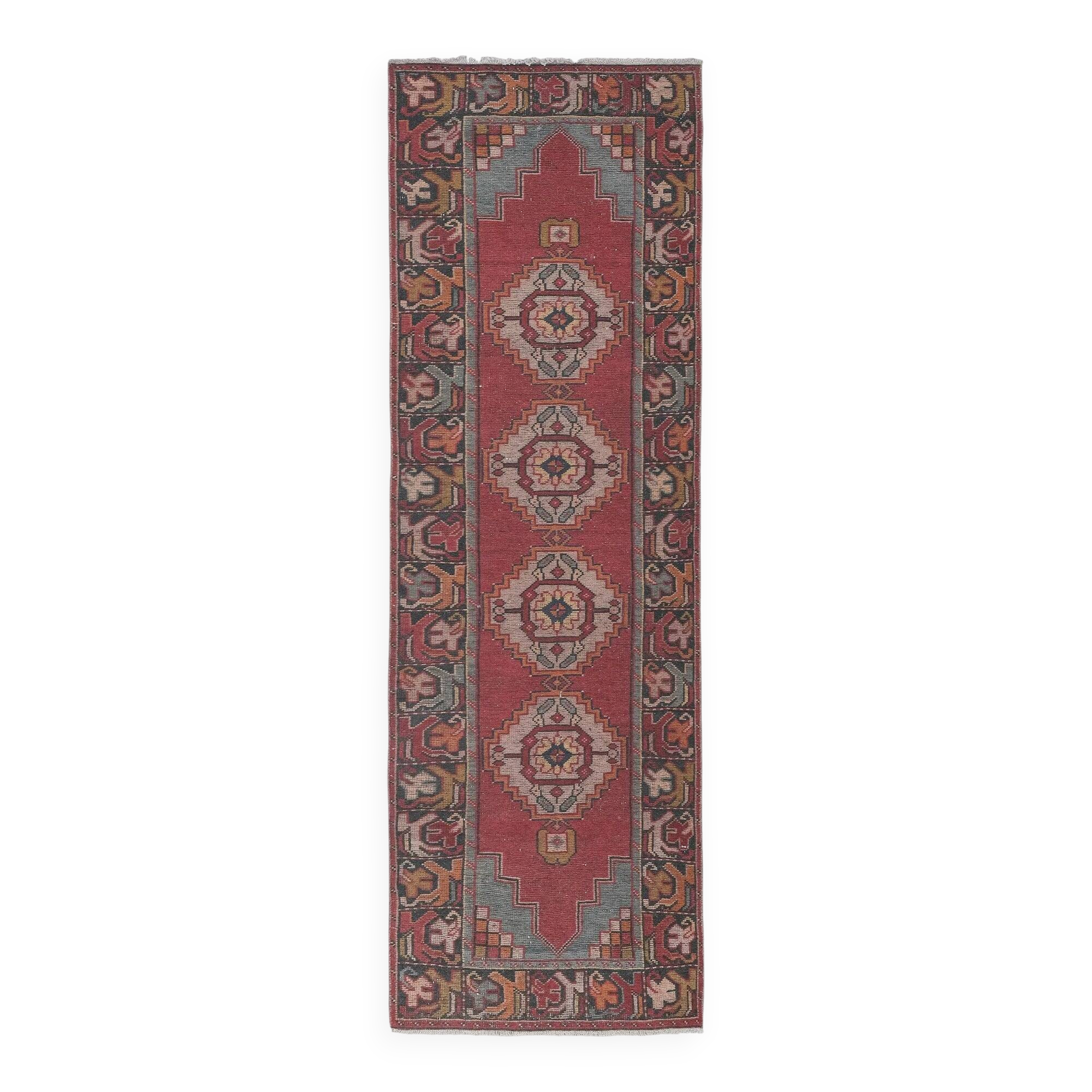 Vintage Turkish hallway rug 91x285 cm