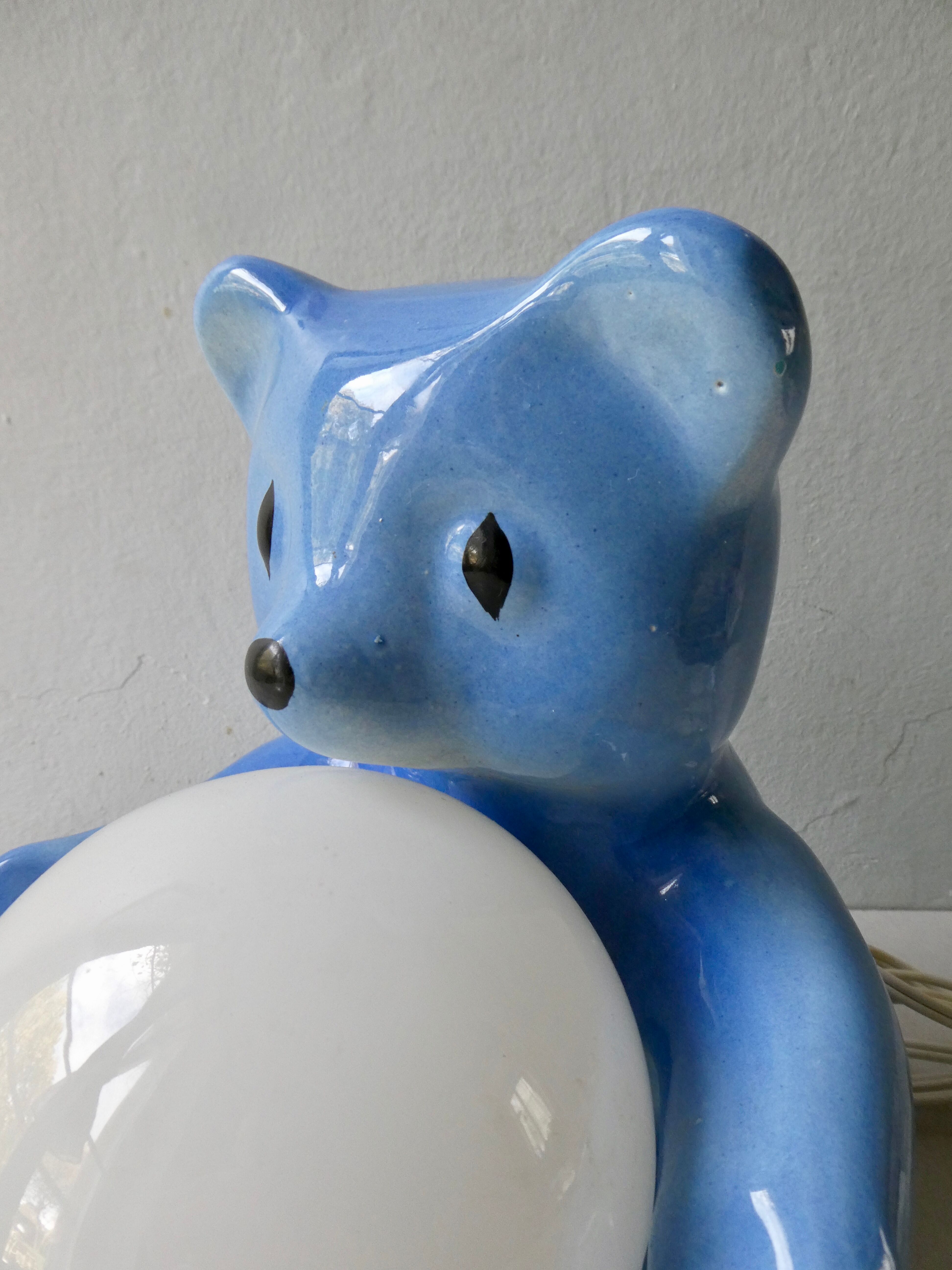 Teddy lamp in ceramic and opaline, 70s