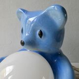 Teddy lamp in ceramic and opaline, 70s