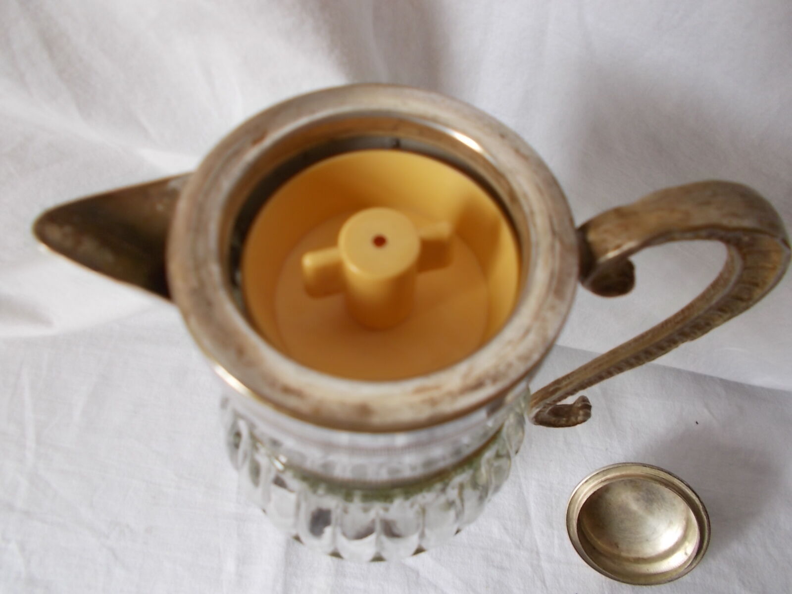 Pichet aiguière en verre et métal argenté