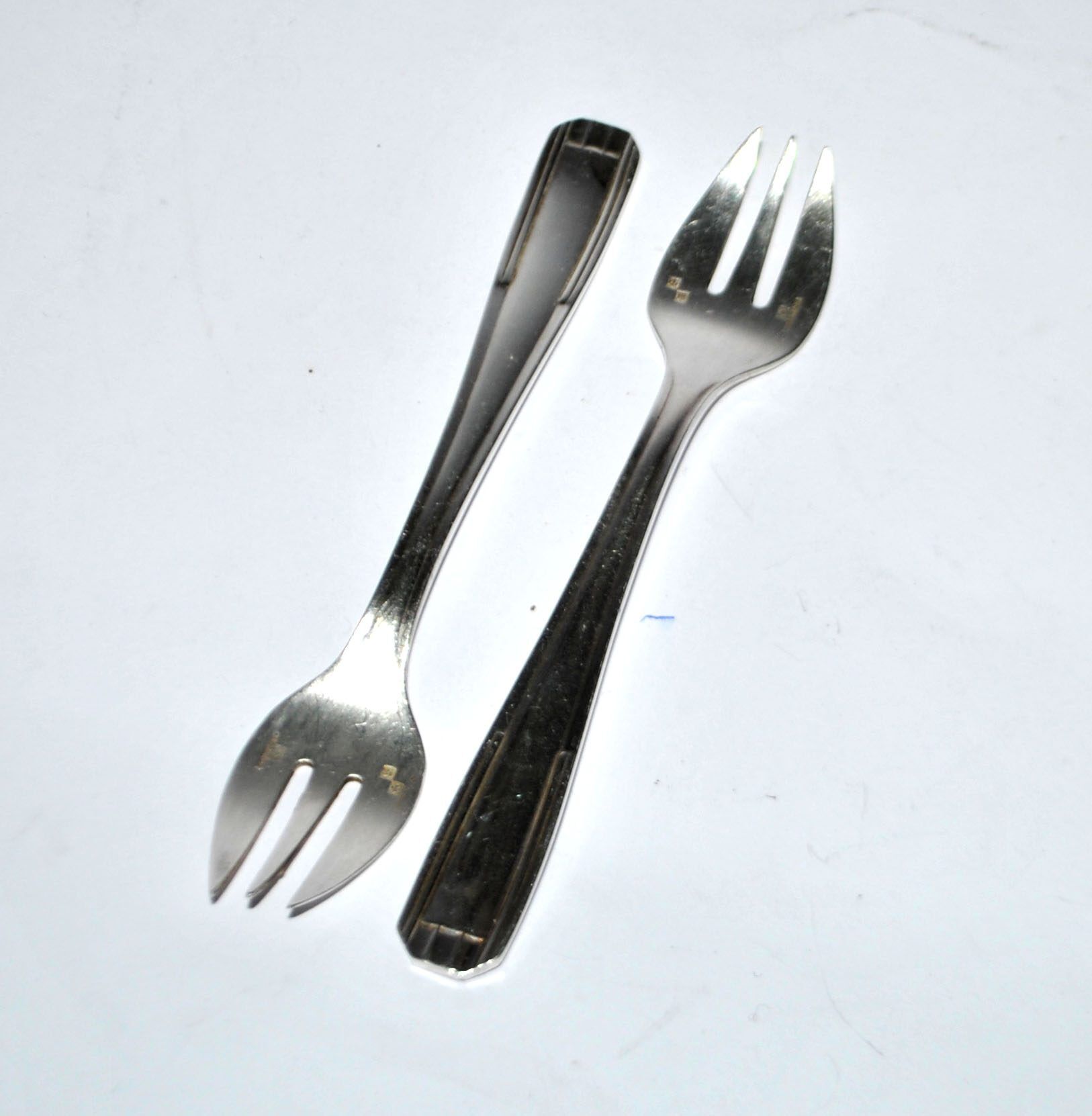 Christofle Alfenide – Lot of 2 dessert forks model Paris silver-plated Art Deco