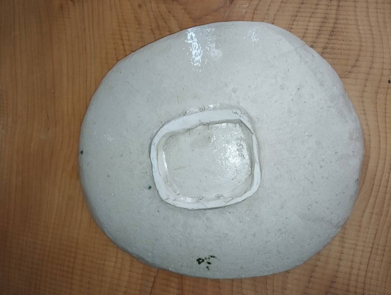 Vintage plate – Abstract decor – 1950s–60s – Handmade ceramics