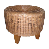 Ottoman stool in vintage rattan wicker