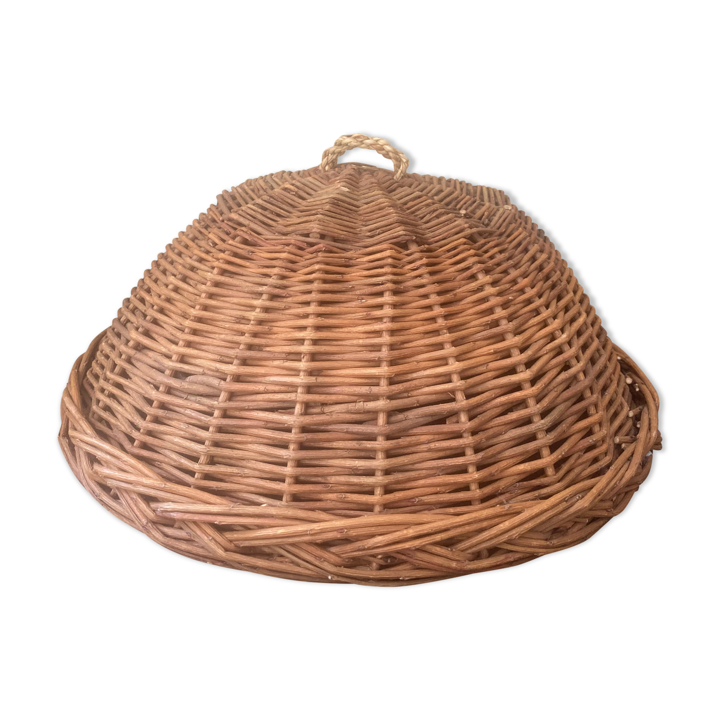 Vintage braided wicker fruit bell
