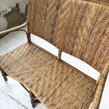 Old wicker and rattan bench