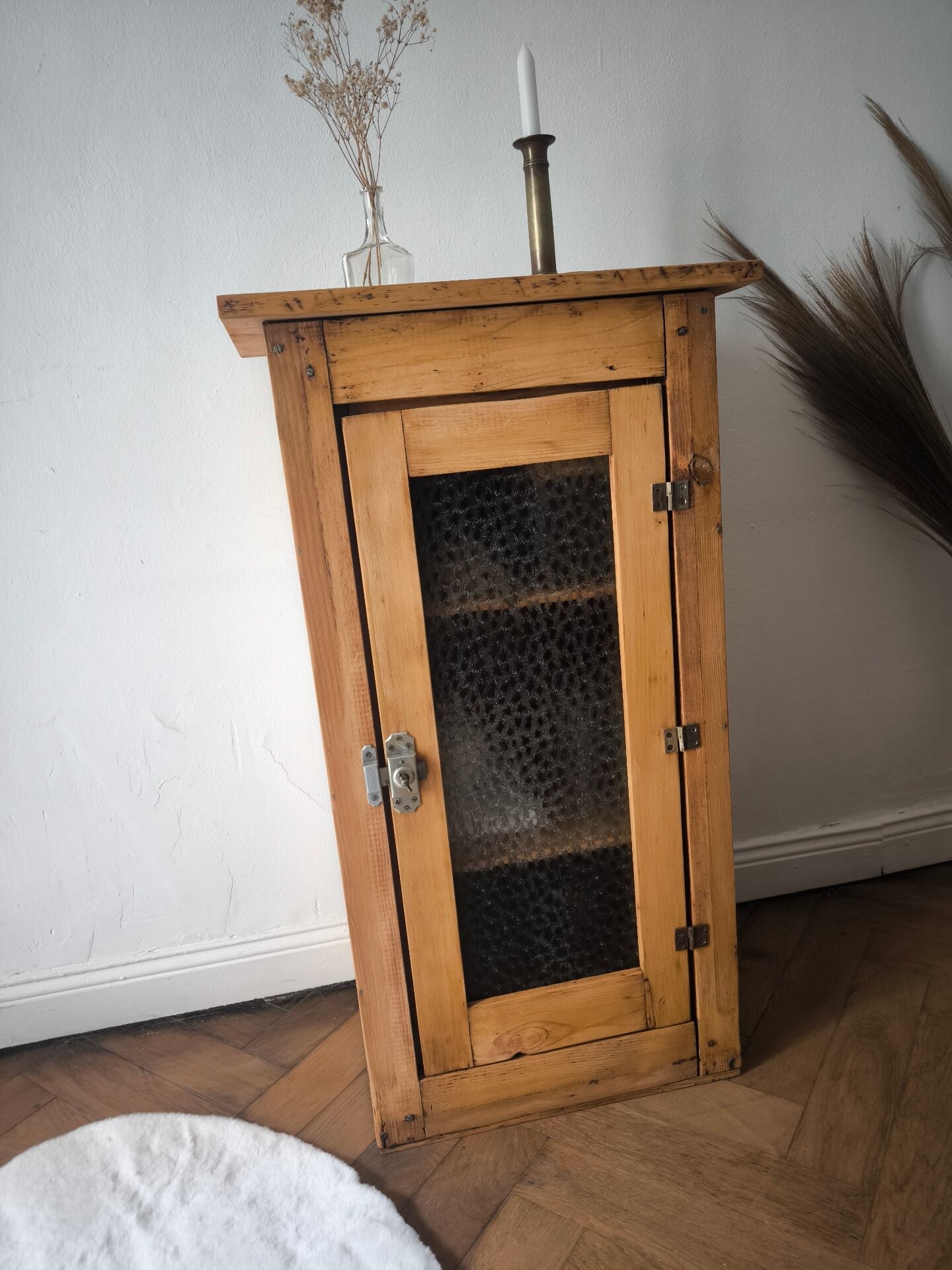 Antique pine and hammered glass confiturier - Renovated