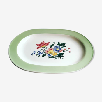 Plat ovale fleurie / villeroy et boch rosario vert menthe rétro chic