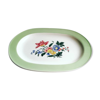 Plat ovale fleurie / villeroy et boch rosario vert menthe rétro chic