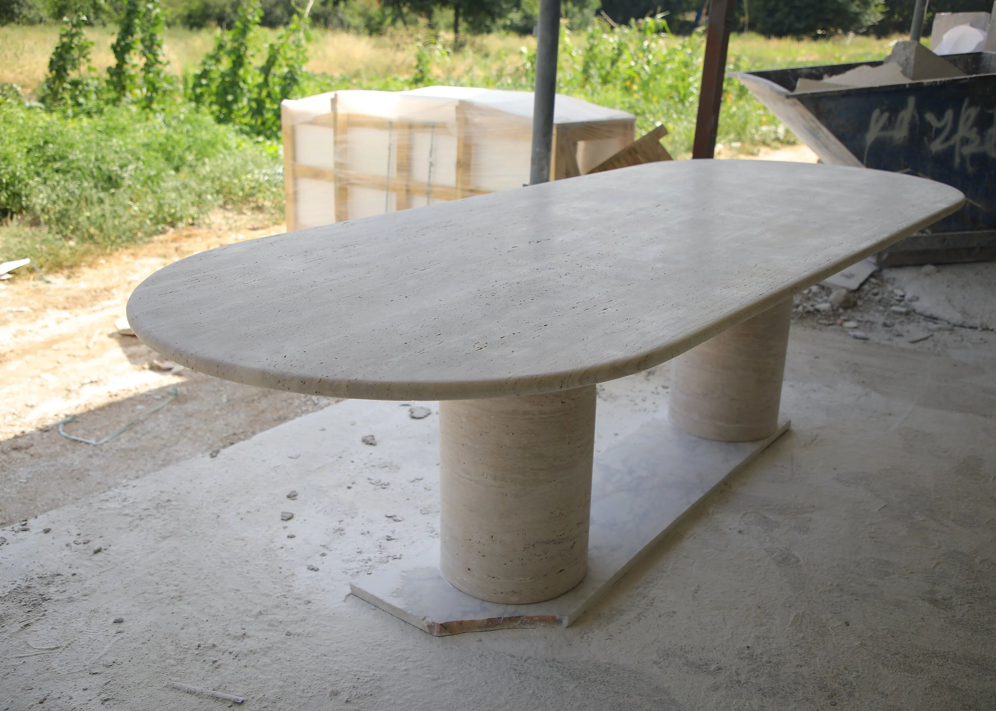 Oval Travertine Dining Table
