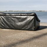 Sofa by De Pas, D'Urbino and Lomazzi, France, 1980s, black leather, Cinna