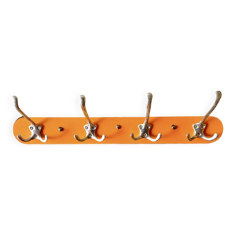 Vintage orange Formica coat rack - 4 hooks