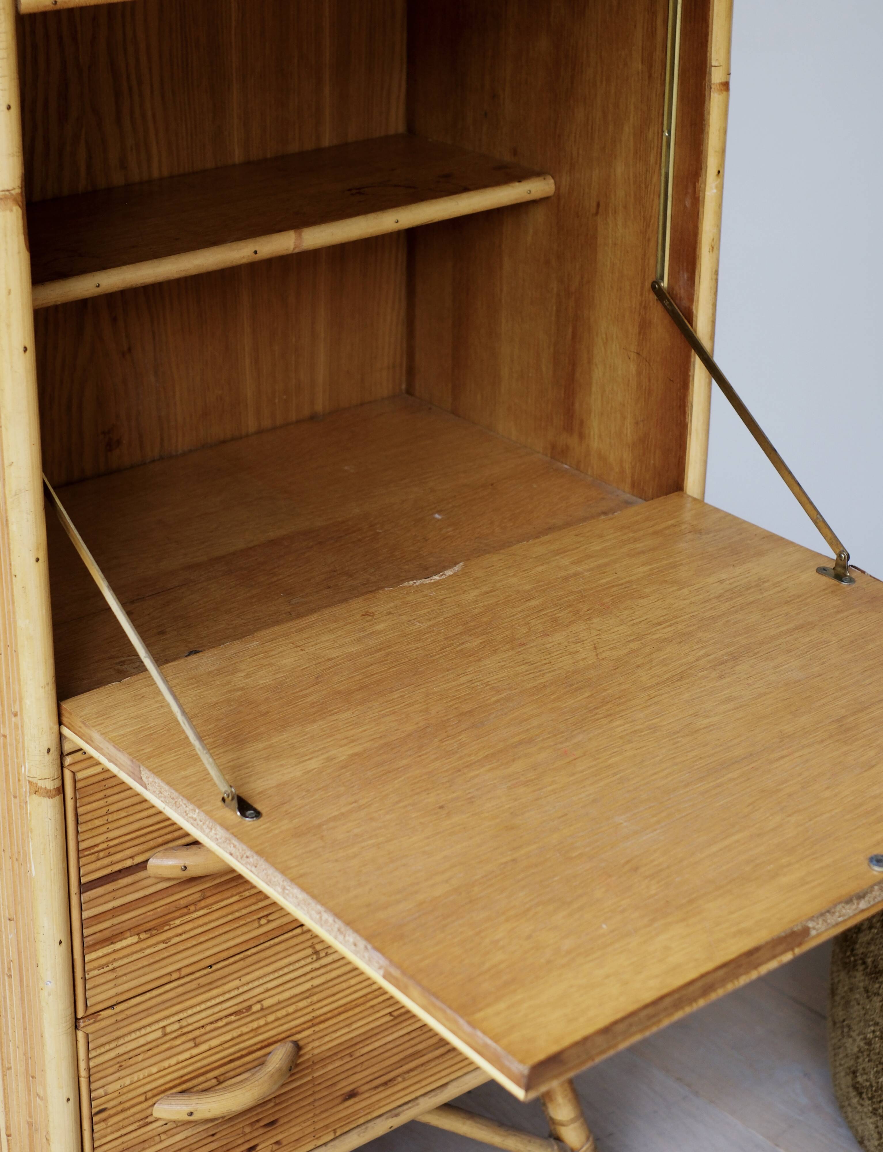 Vintage rattan secretary