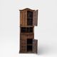 Armoire espagnole ancienne 3 corps — abattant sculpté & fer forgé