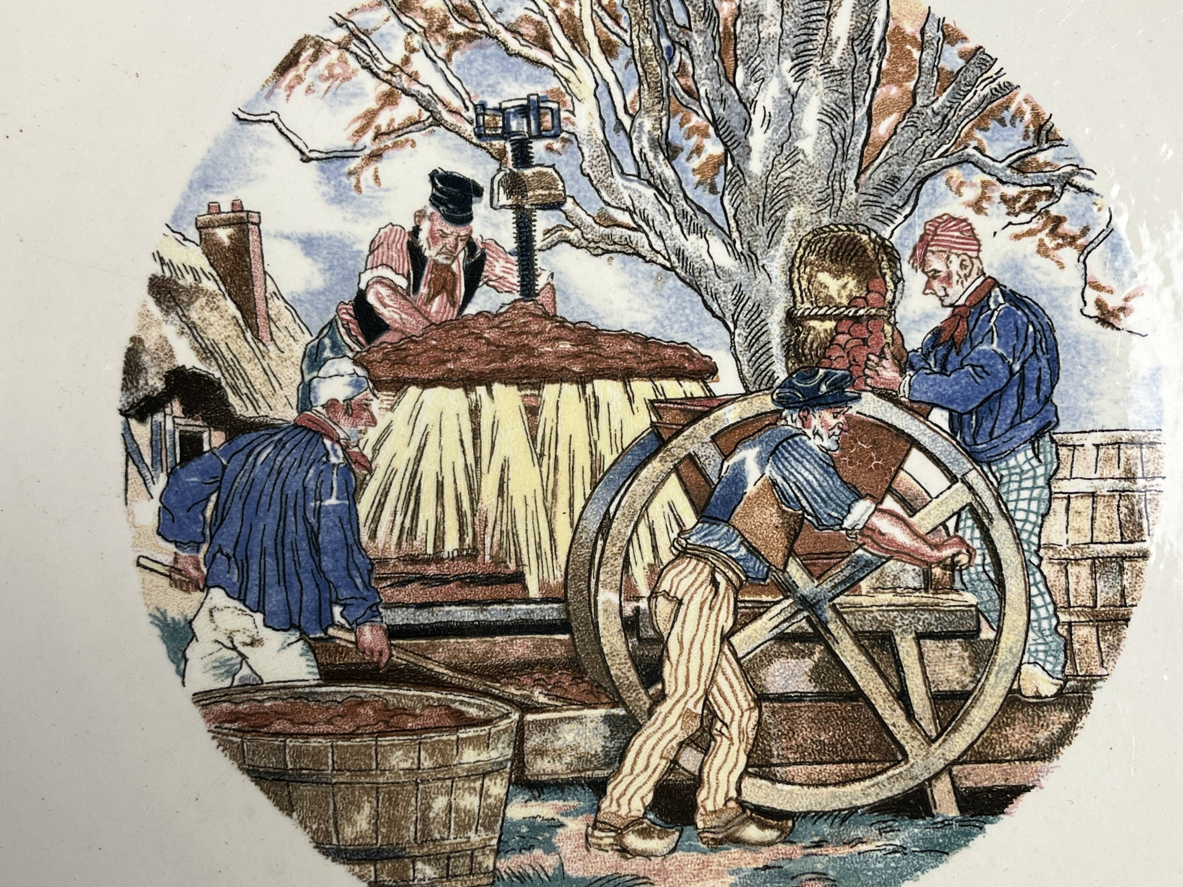 Lot of 2 Sarreguemines earthenware cake dishes from Ma Normandie circa 1950