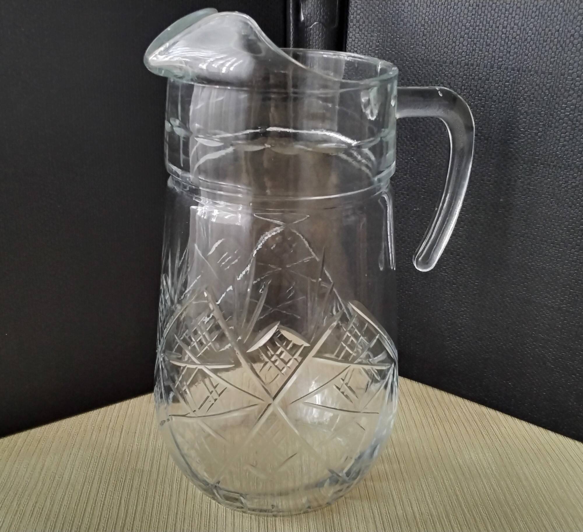 Jug, moulded pressed glass water carafe 1.6 L