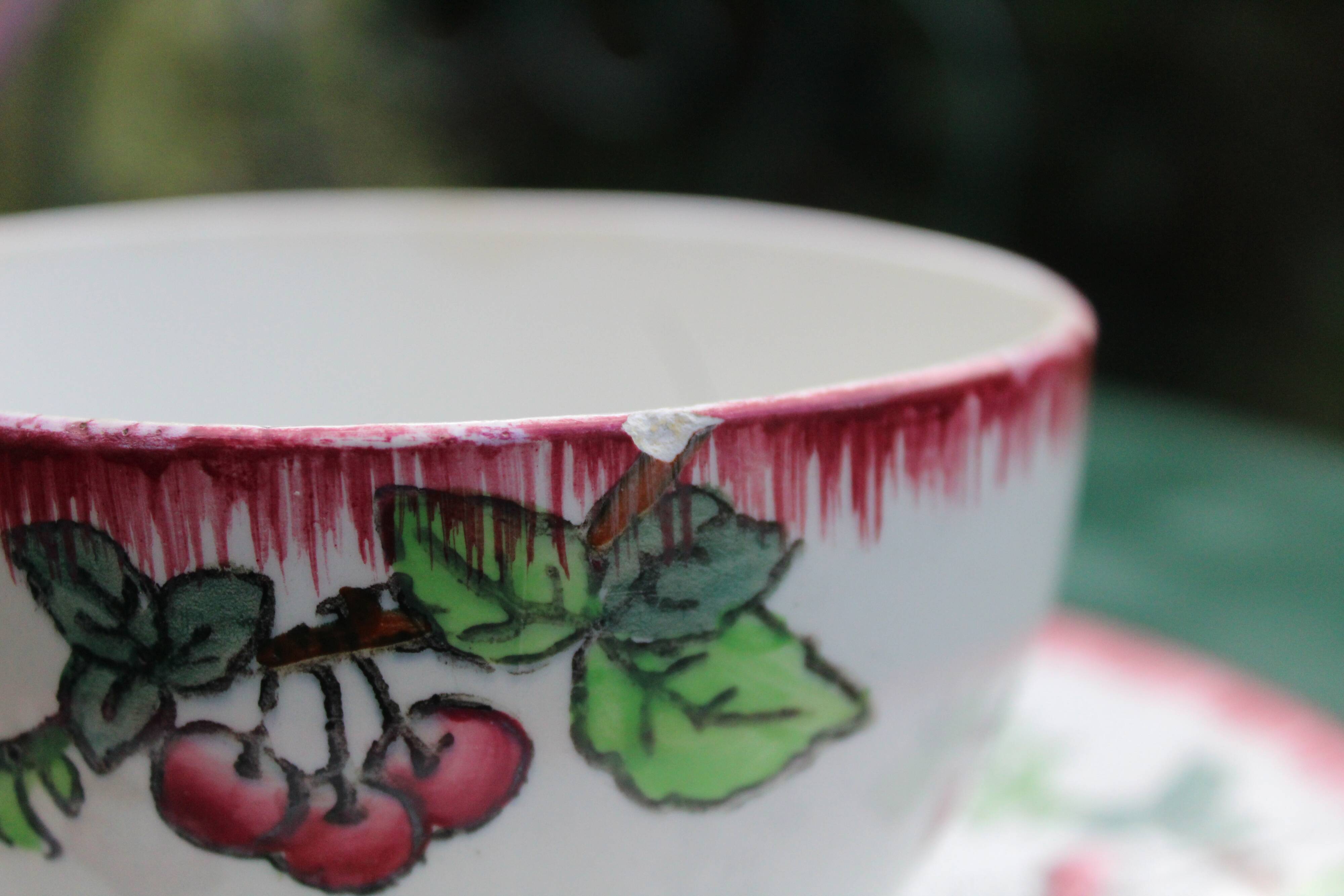 Longwy "Montmorency" earthenware breakfast duo