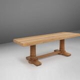 Rustic mid-century French dining table in oak from the 1950s