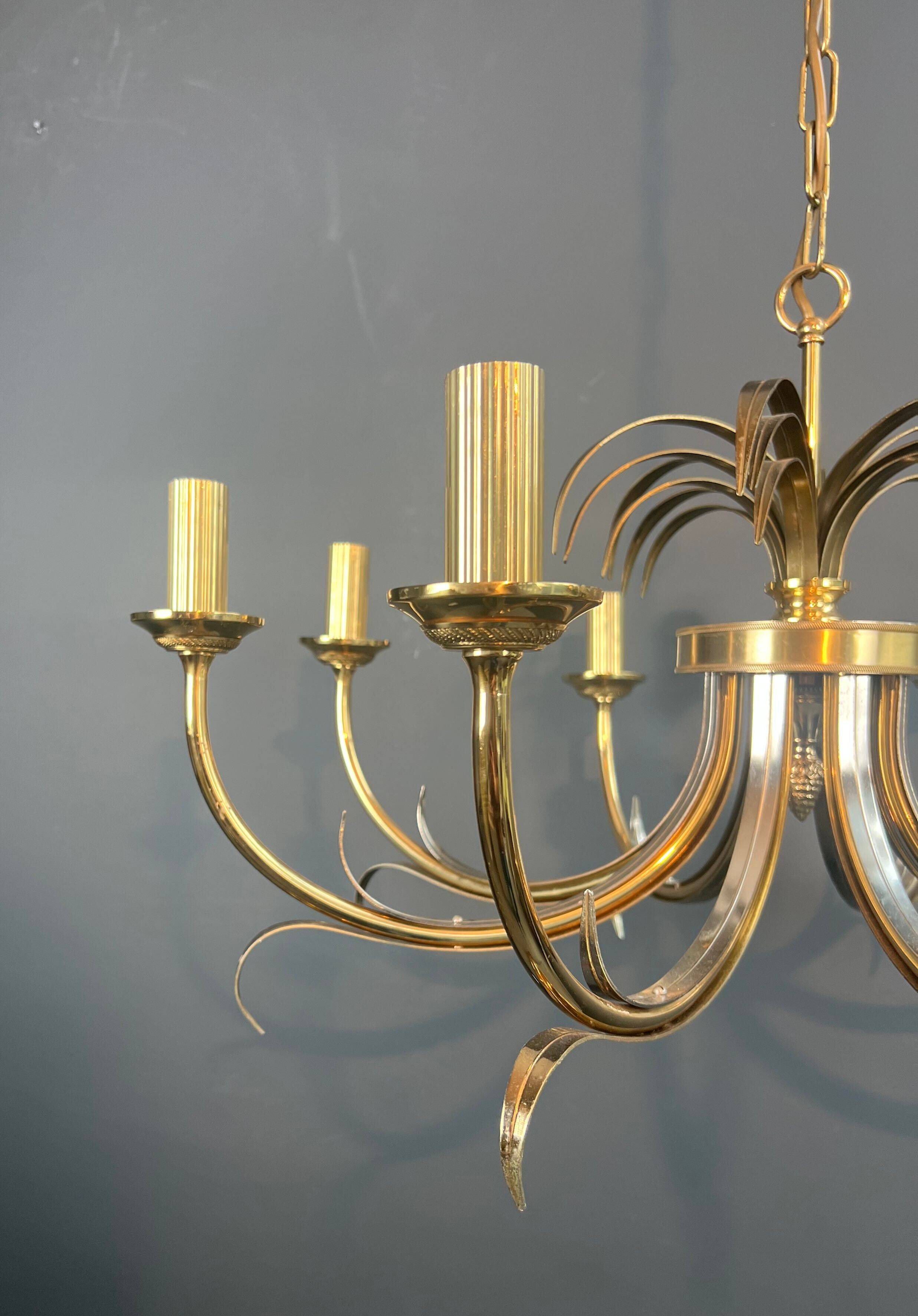 Brushed metal and gold metal pineapple chandelier