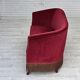 1960s, Danish 2-seater sofa, red furniture velour, ash wood legs.