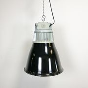 Set of 4 Industrial  Black Enamel Pendant Lamps from Elektrosvit, 1970s