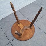 Wooden coffee table twisted tripod base