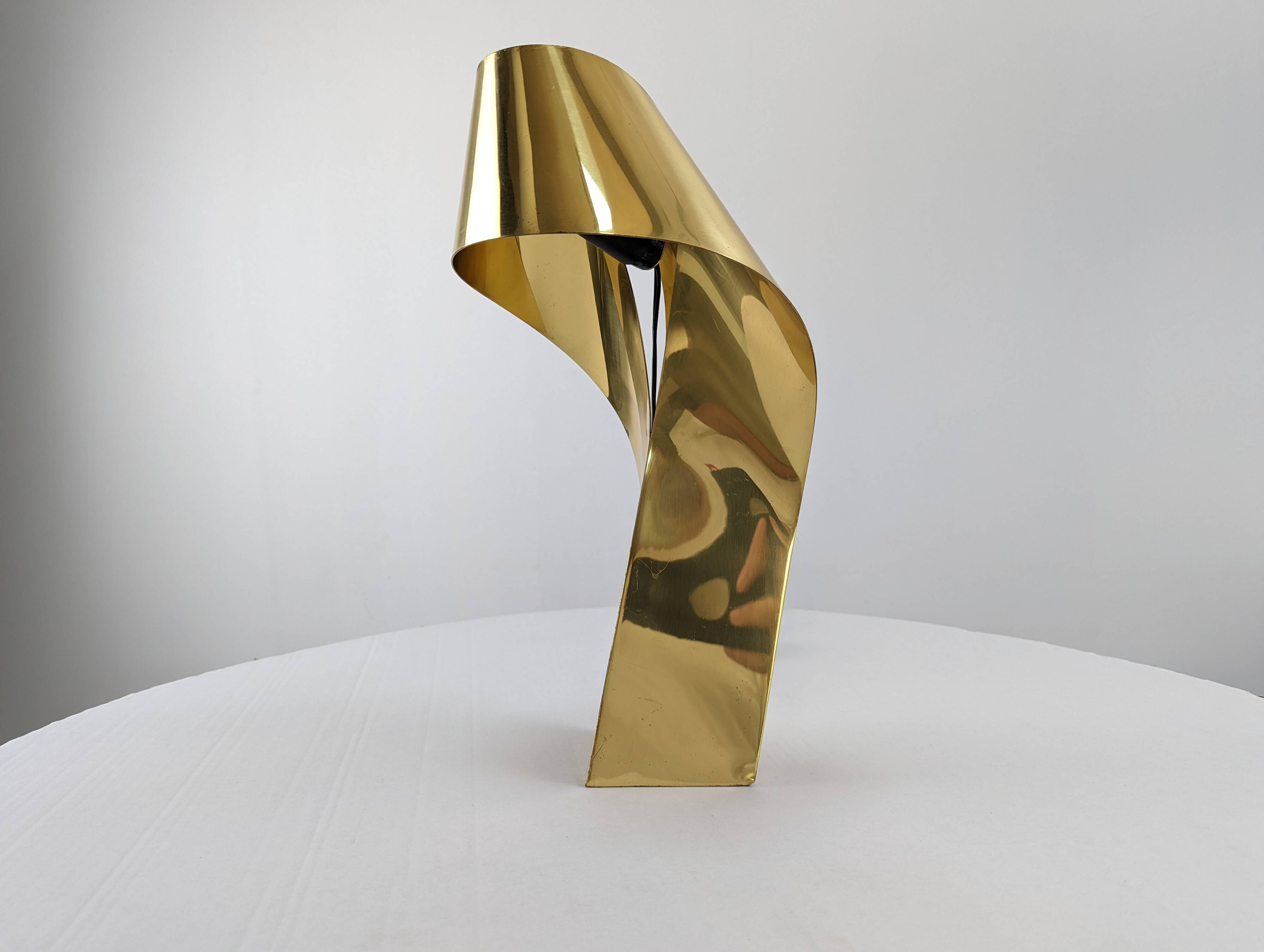 Limited Edition Sculptural Brass Lamp by Serge Mansau, 1970s