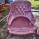 Pair of pink velvet toadstool armchairs