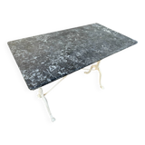 Parisian bistro table in cast iron and gray marble 1900
