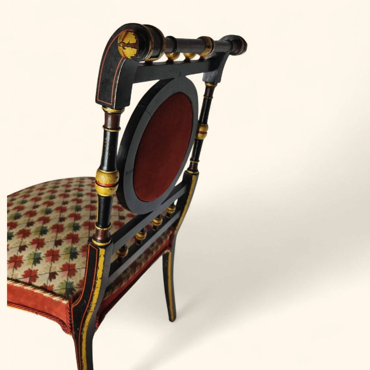 Blackened Wood Boudoir Chair - Napoleon III