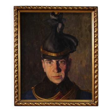 Peinture Portrait d'un soldat signé Vass E. et daté 1915