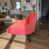 Red fabric two-seater sofa Steiner