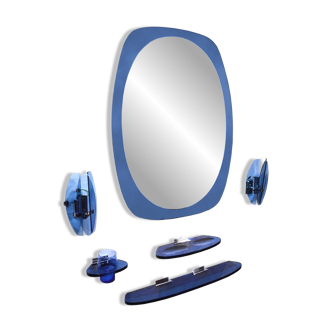 Cobalt blue bathroom set, attributed to Fontana Arte, 1970.