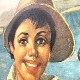 Oil painting, G. De Curtis, signed canvas, young Italian fisherman, late 20th century