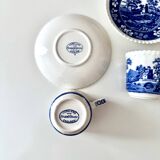 2 Spode Copeland “Blue Tower” Espresso Cups with Saucers – English Vintage