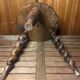 Charles Dudouyt style tripod milking stool vintage twisted wood #a583