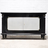 Art Deco Black Lacquer and Bronze Cabinet in the style of André Arbus, France, 1930s