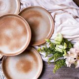Serving small stoneware dessert plates