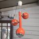 Lustre suspension vintage eyeball orange à 3 lumières des années 60