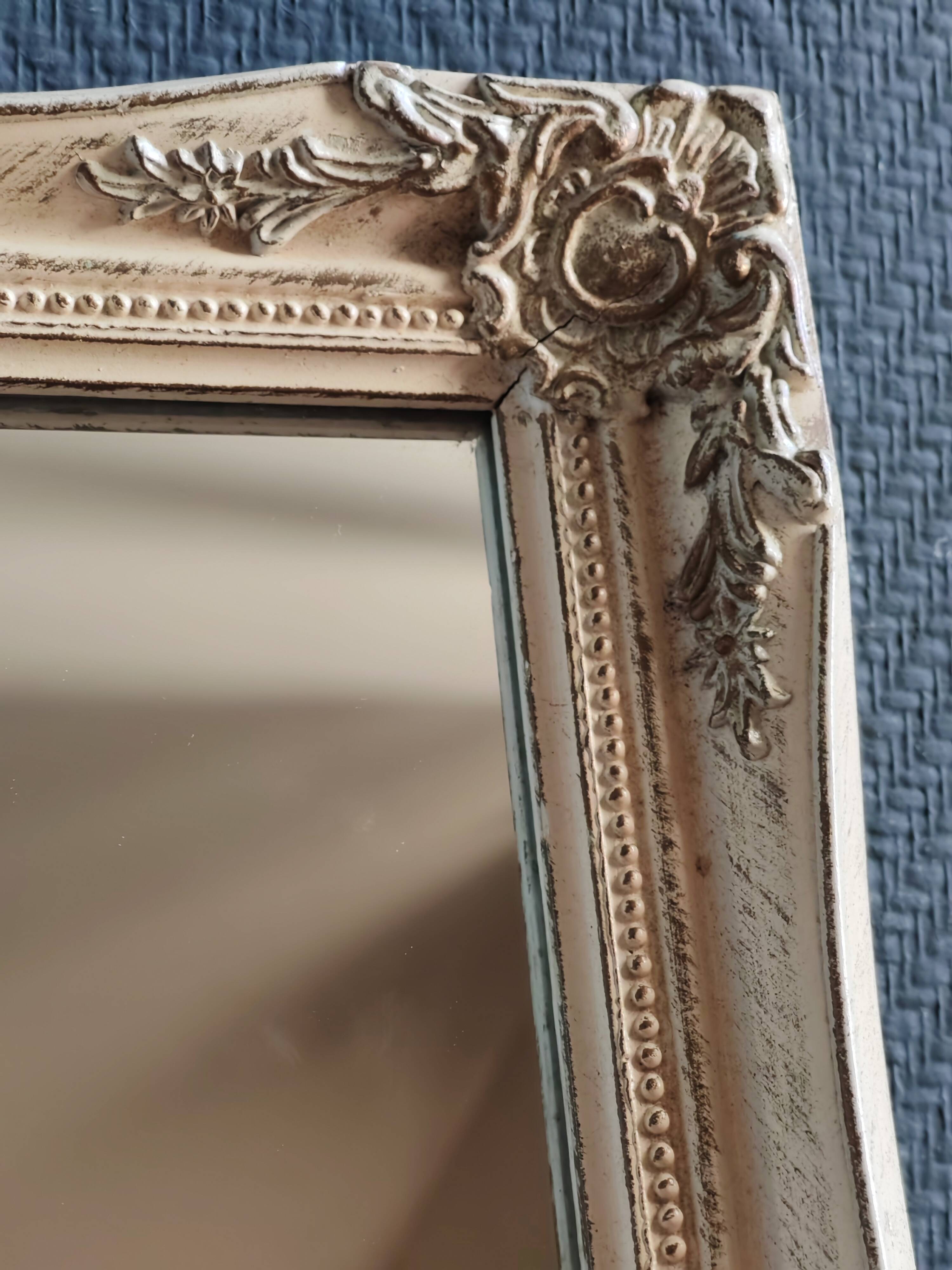 Vintage Rectangular Wall Mirror – Carved Solid Wood Frame