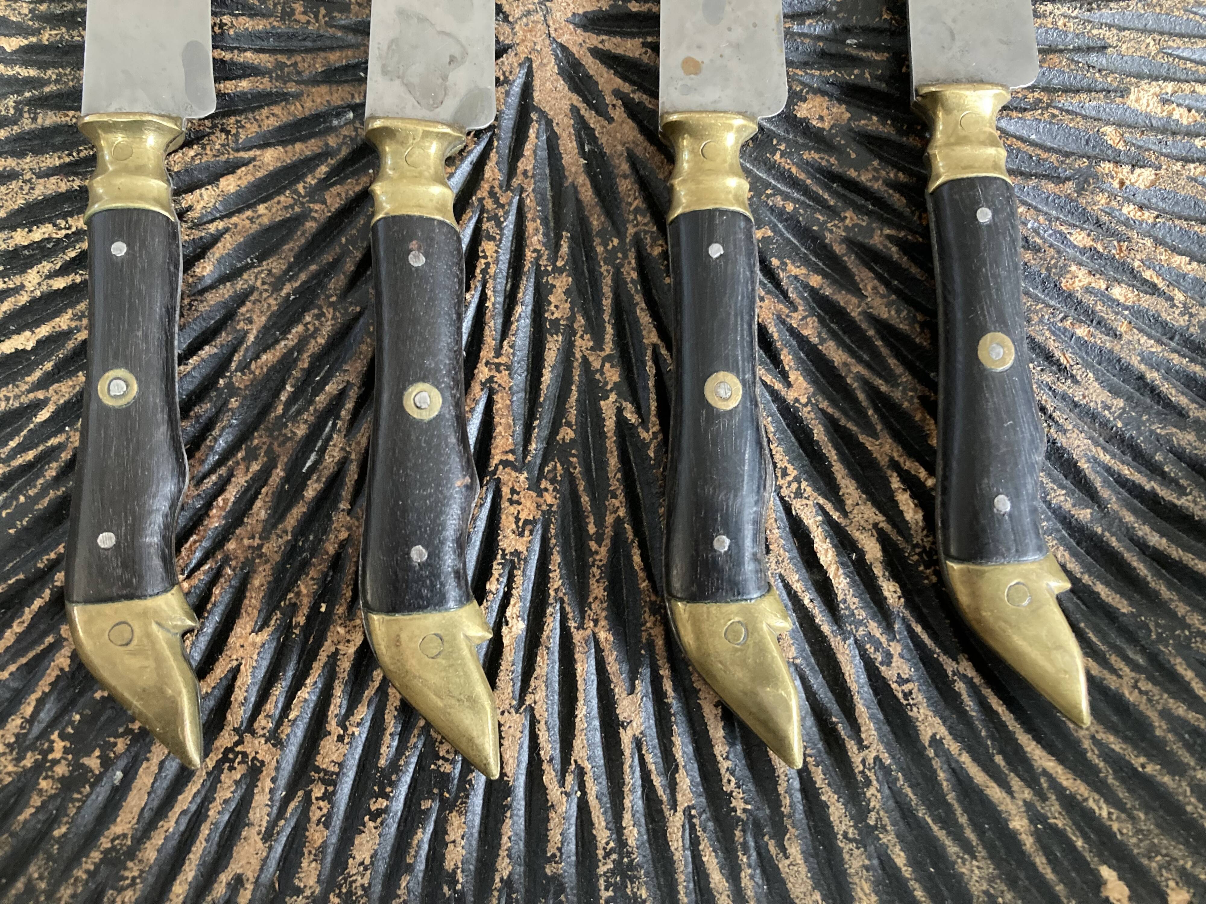 4 antique table knives - Pouzet Bigay - Thiers late nineteenth