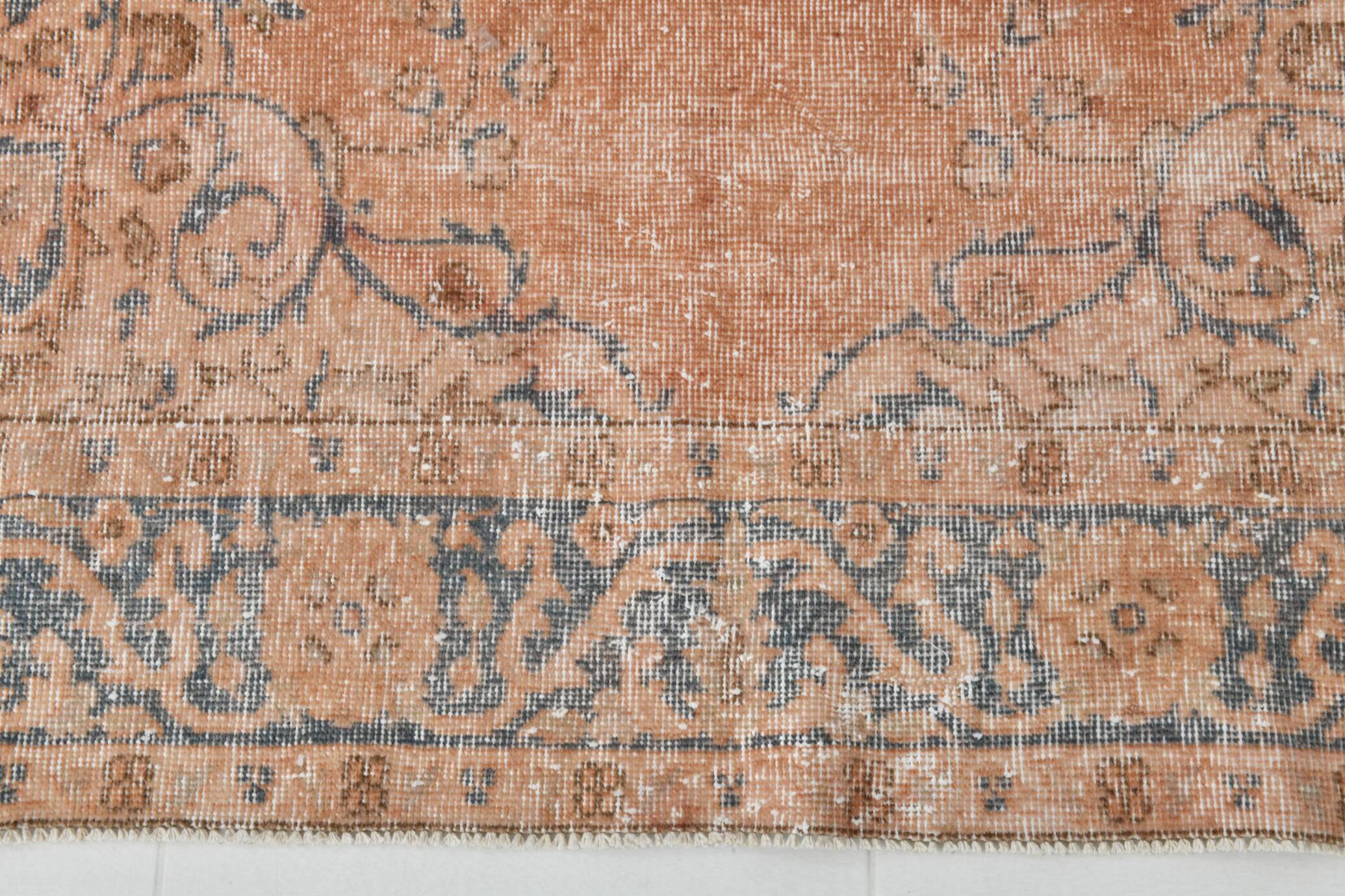 5'0 x 8'7 Ft Terracotta & Faded Blue Floral Vintage Persian Rug, 153x261 Cm
