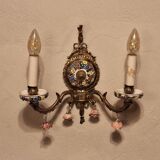 Mid century Spanish Boho ceramic and brass wall light