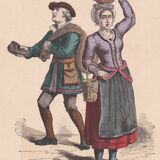An illustration, a period image publisher f. roy costumes of paris dairy & walker