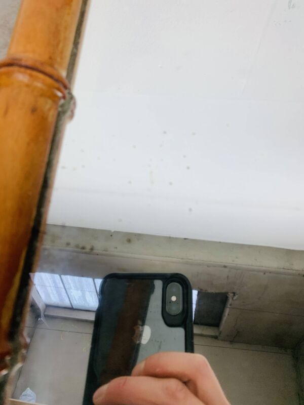 Miroir au mercure, bois effet bambou, fin XIX début XX ème