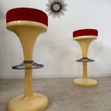 Set of 2 high bar stools from the 70s, friedrich stückenbreker design, vintage plastic