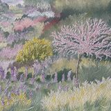 Landscape of flowery fields signed